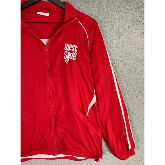 Vintage West Side Red Varsity Track Jacket Men's Size L Casual‎ Zip-Up - Picture 7 of 11